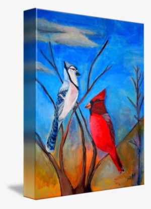 Bluejay Drawing Cardinal Free Library - Cardinal And Blue Jay Drawing