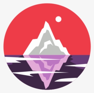 Round Illustration Of Northern Scenery With Iceberg - Illustration
