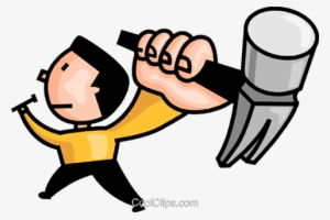 Man Hammering A Nail Royalty Free Vector Clip Art Illustration - Man With Hammer Clip Art