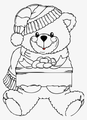 Png Teddy Bear Black And White Transparent Teddy Bear - Christmas Teddy Coloring Pages