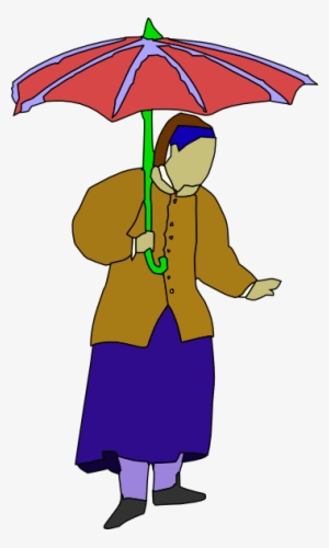 Umbrella With A Woman In Cartoon