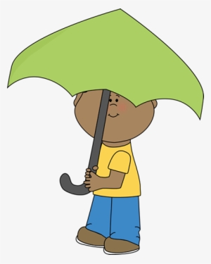 Boy Under Umbrella Clipart - Preposition Under The Umbrella