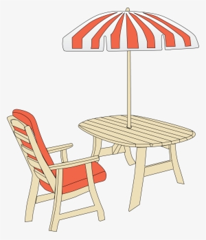 Beach Umbrella With Chairs Free Png Clip Art Image - Garden Furniture Clipart Png