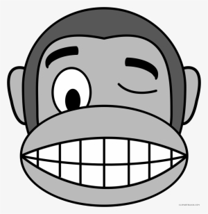 Monkey Emojis Animal Free Black White Clipart Images - Monkey Emoji