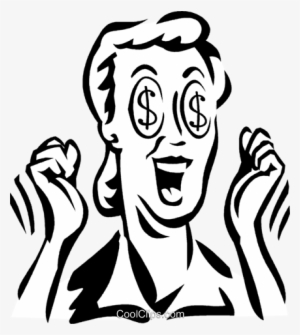 Woman With Dollar Sign Eyes Royalty Free Vector Clip - Eyes With Dollar Sign