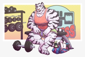 Dumbbell Clipart Male Fitness - Tiger Muscle Cartoon