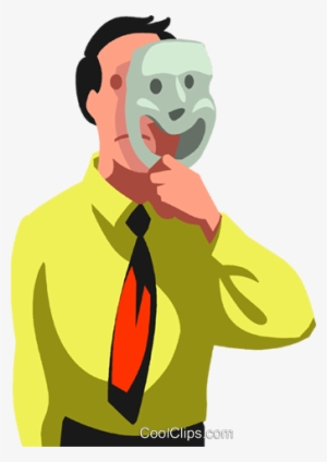 Businessman Hiding Behind A Mask Royalty Free Vector - Hiding Mask Clipart