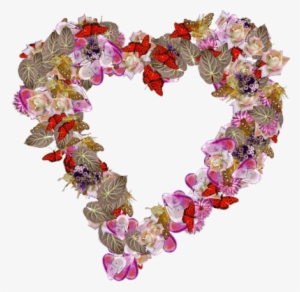 Heart Made Of Butterflies And Leaves