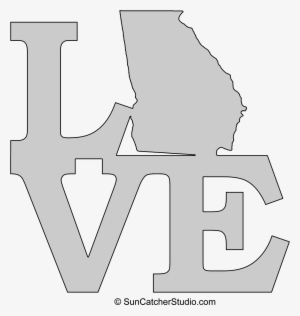 Georgia Love Map Outline Scroll Saw Pattern Shape State - Imagenes De Amor De Buhos En Animados