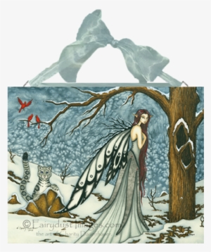 Fairy And Snow Leopard Ceramic Tile Plaque - Illustration