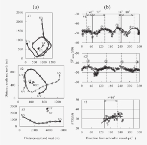 Positions Of The Vessel And The Fish School () (left - Diagram