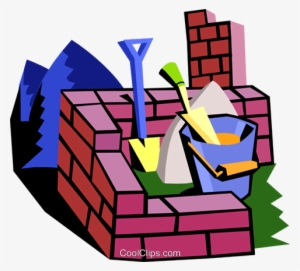 Brick Wall With Construction Tools Royalty Free Vector - Brick