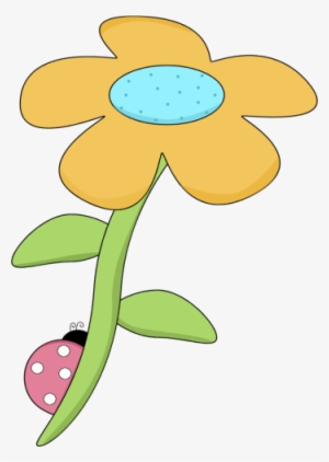 Yellow Spring Flower With A Ladybug - Mycutegraphics Flower