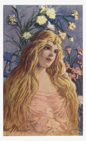 Artist Signed 1907 Postcard Of Art Nouveau Style Blonde - Visual Arts