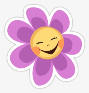Cute, Happy, Laughing Flower Sticker - Cute Happy Flower