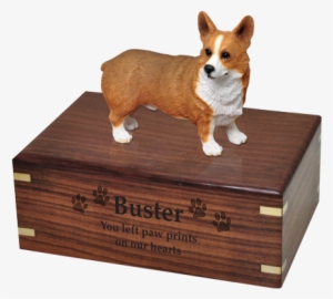 Pembroke Welsh Corgi Dog Figurine With Engraved Wood - Black Lab Cremation Urns