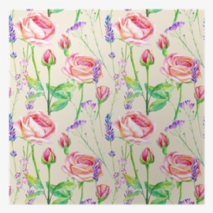 Póster Patrón Transparente De Rosas Moradas, Campanilla - Illustration