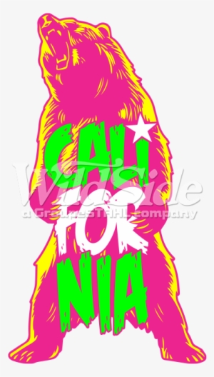 California Bear Standing Neon - Illustration