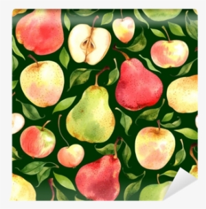 Seamless Pattern With Watercolor Apples And Pears On - Pears Andapples By Achtung - Customized Wallpaper Patterns