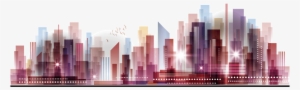 City Cityscape Watercolor Watercolor Ftestickers - Colorful Vector Png City