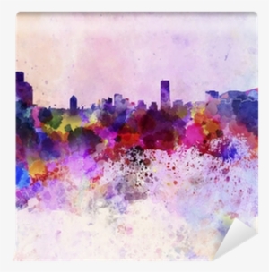 Seoul Skyline In Watercolor Background Wall Mural • - Seoul Skyline Png