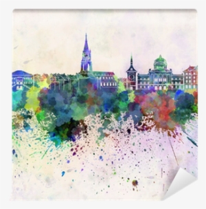 Bern Skyline In Watercolor Background Wall Mural •