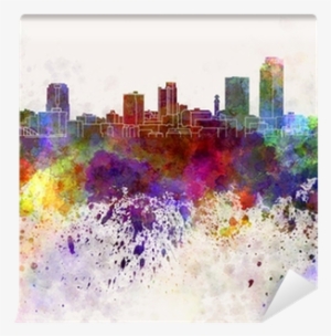 Little Rock Skyline In Watercolor Background Wall Mural - Dallas Skyline In Watercolor Background
