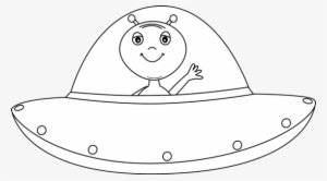 Black And White Alien In Ufo Clip Art - Alien Clip Art Black And White