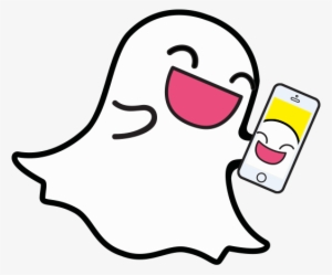 Ghost With Phone Illustration - Snapchat Ghost Logo Png