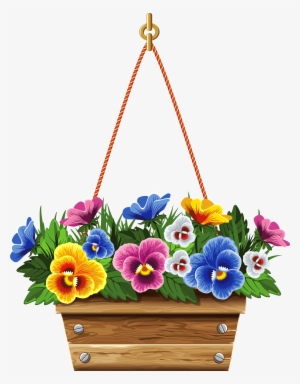 Hanging Box With Violets Png Clipart Picture - Hanging Basket Clip Art