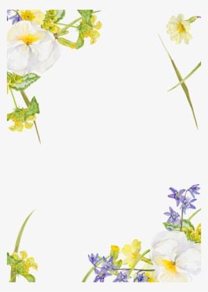 Purple White Flower Plant Watercolor Hand Painted Transparent - Yellow