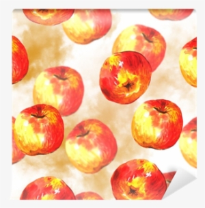 Watercolor Seamless Background With Apples Wall Mural - Watercolor Painting