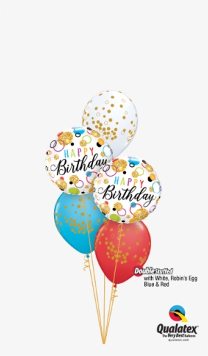 Glitter Birthday Dots Bouquet - 15cm Qualatex Quick Link Balloons Assorted Colours