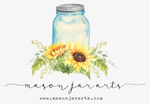 Drawn Mason Jar Sunflower Png