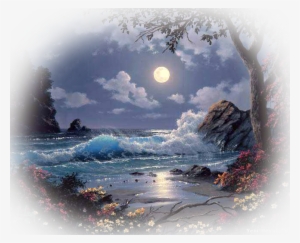 Collection Of Free Download On Ubisafe Pin - Cuadros Luna Llena En Una Playa