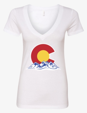 Colorado Mountain Silhouette Ladies' Deep V Neck T - Deep V-neck