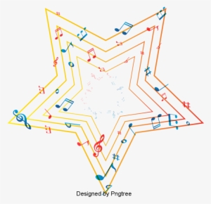 Beautiful Colorful Romantic Staff Music Symbol Floating - Music