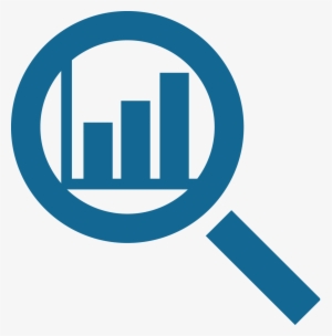 Identify Current Market Share - Blue Magnifying Glass Icon