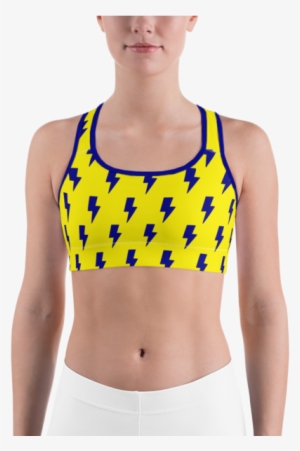Blue & Yellow Lightning Bolts Sports Bra - Bra