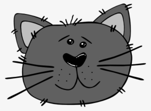 Black Cartoon Cat Face Clip Art - Cats Faces Clip Art