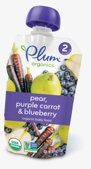 Pear, Purple Carrot & Blueberry - Plum Organics Stage 2 Purees - Variety - 4 Oz