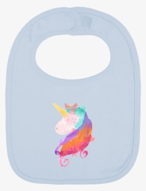 Baby Bib Plain And Contrast Watercolor Unicorn By Pinkglitter - Watercolor Painting