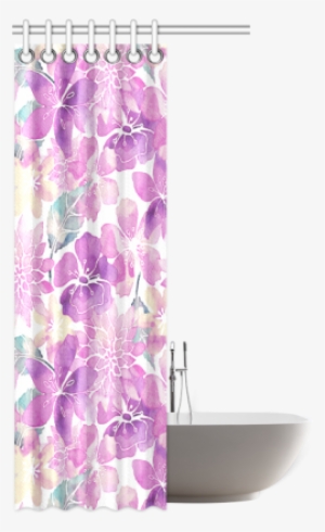 Pastel Watercolor Flower Pattern Shower Curtain - Window Film