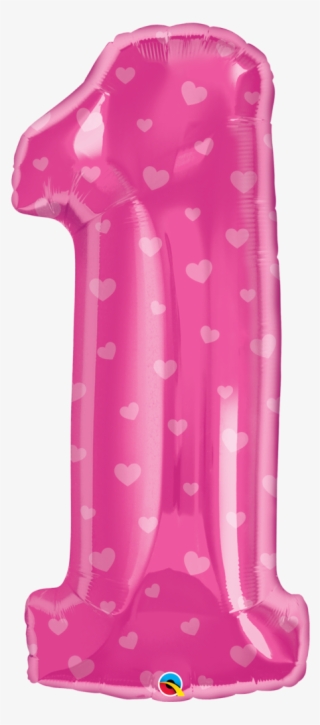 Pink 1 Hearts Super Shape Foil Balloon - Number 18 Pink Balloons