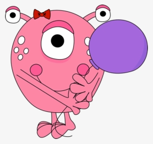 Pink Monster Holding A Balloon - Monster Clip Art