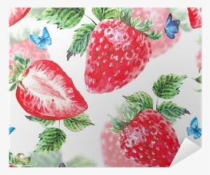 Watercolor Strawberry Seamless Background Poster • - Photography