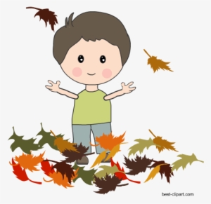 Boy Playing In Fall Leaves, Free Clip Art - Fall Leaves On The Ground Clip Art
