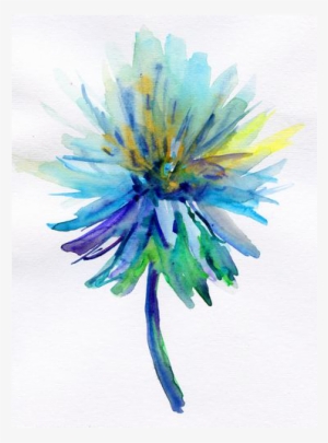 Blue Water Colour Flower - Stock Photography