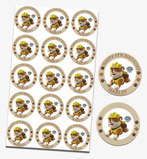 Paw Patrol Rubble Or (30x - Paw Patrol Shaped Value Stickers (5)