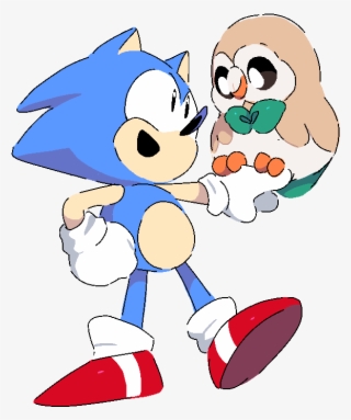 Rowlet And Classic Sonic - Sonic And Rowlet
